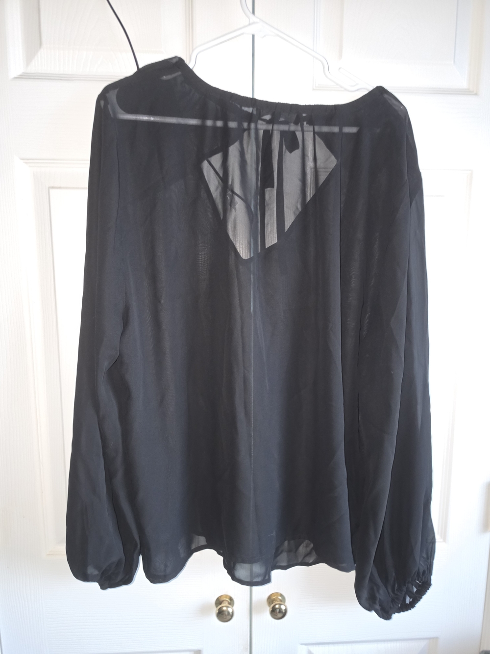 Eloquii Black Sheer Long-Sleeve Blouse